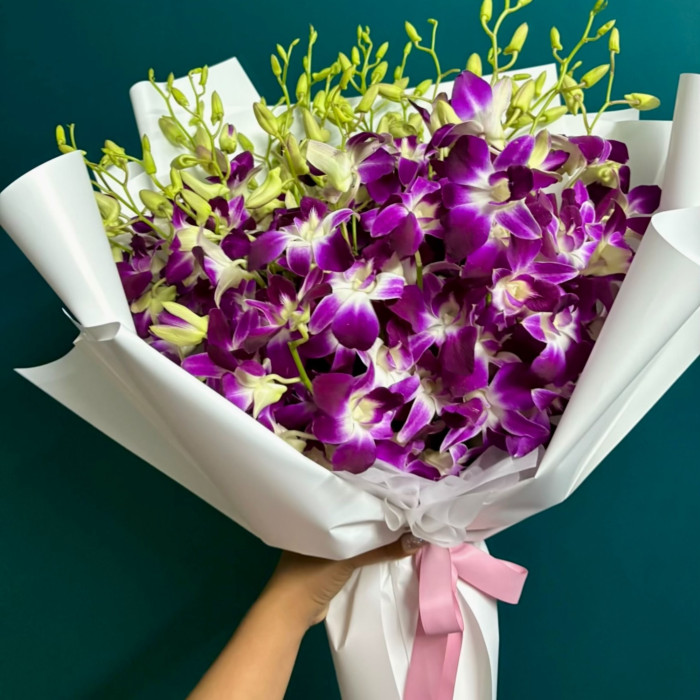 Blissful Orchid Bouquet – 15 Stems of Purple Orchids — elegant bouquets for any occasion