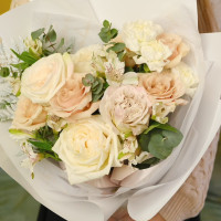 Candy Bouquet” – Roses, Eucalyptus, and Alstroemeria, Floral Gift Box